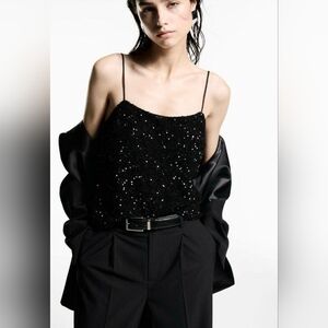 Mango Black Sequin Camisole